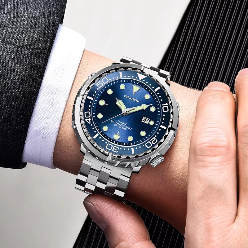 LIGE Armbanduhr Edelstahl, Quarz, Blau, Herren - Bild 5