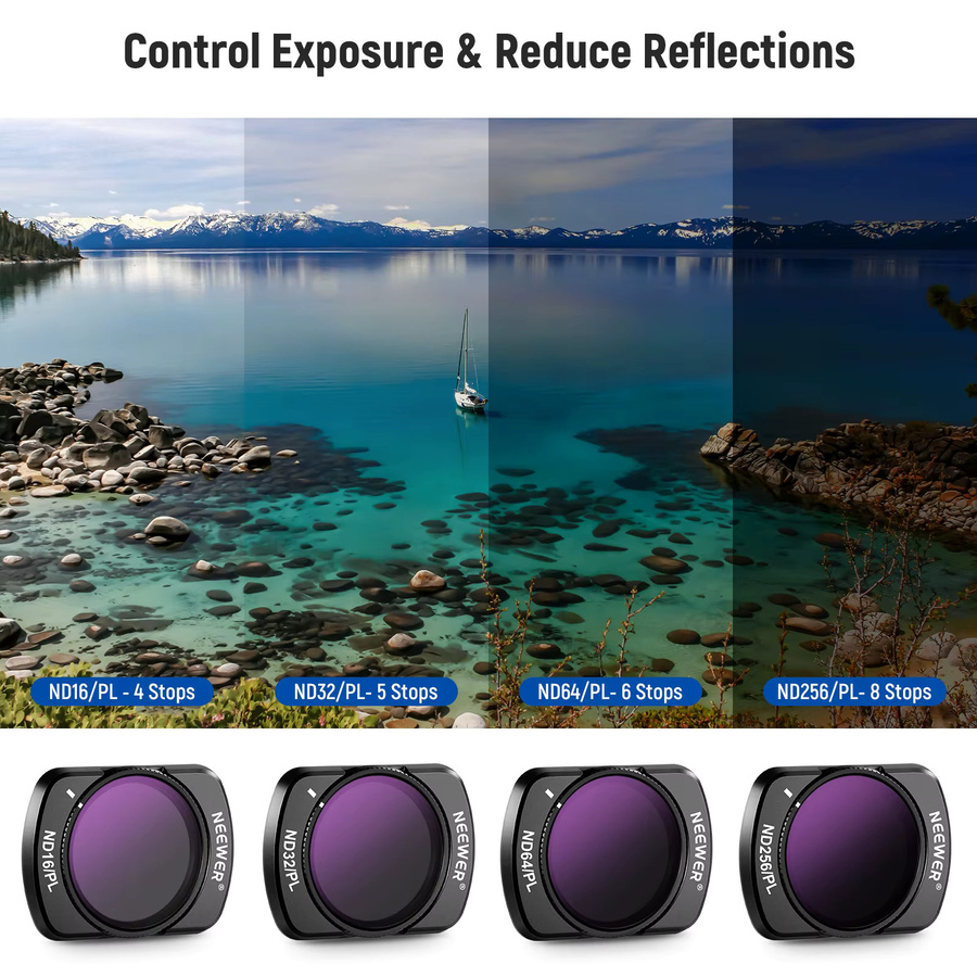 NEEWER Magnetisches ND/CPL-Filterset für DJI OSMO Pocket 3, 6er-Pack in Schwarz mit UV, CPL, ND16, ND32, ND64 und ND256 Filtern - Bild 5