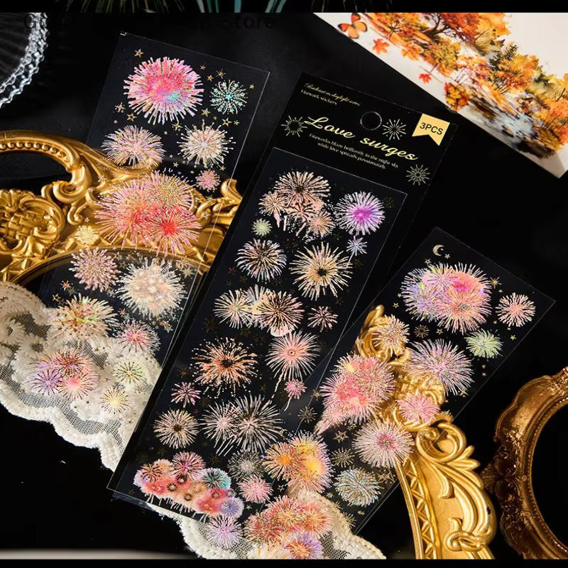 Selbstklebende PET-Aufkleber im Feuerwerksdesign für Scrapbook und DIY-Projekte, Mehrfarbig - Bild 4
