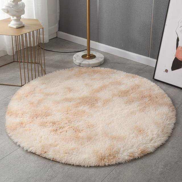 Runder Plüschteppich von Yiran Furniture in Beige, flauschiger Teppich für Wohnzimmer, Schlafzimmer und Kinderzimmer, Durchmesser: 200 cm - Bild 1