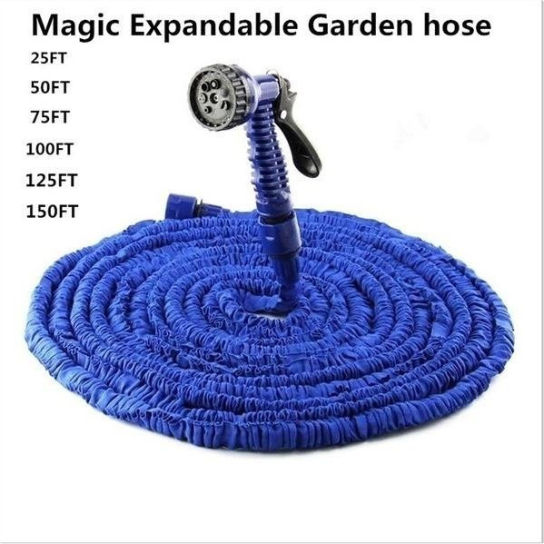 RC JUZI Erweiterbarer Gartenschlauch mit Hochdruck-Wasserpistole in Blau - Bild 1