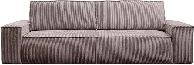 Vente-unique Schlafsofa Amelia in Dunkelpurpur mit Cord-Bezug und Schlaffunktion, Breite: 257 cm - Bild 1