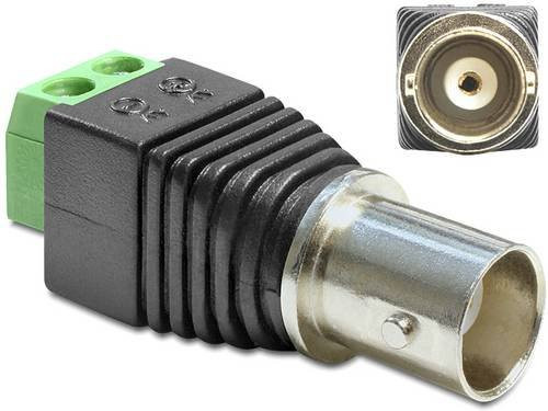 Delock Serieller Adapter mit 1x BNC-Buchse und 1x Buchse in Schwarz, Grün und Silber - Bild 1