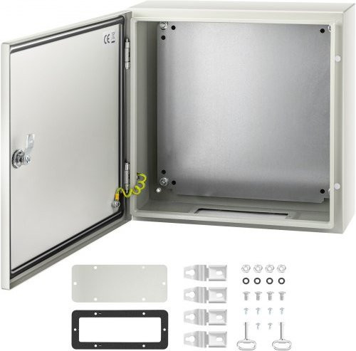 VEVOR NEMA Industriegehäuse Schaltschrank aus Stahl, IP66 wasser- und staubdicht, elektrischer Anschlusskasten für den Außen- und Innenbereich mit Montageplatte, B/T/H: 40 x 40 x 15 cm - Bild 1