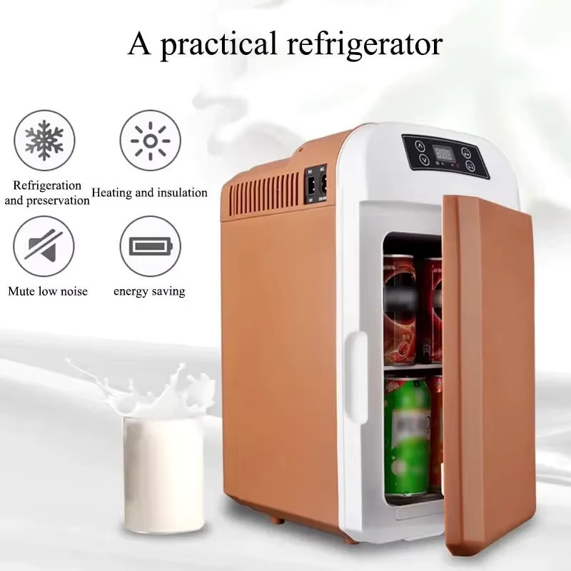 FULANG Mini-Kühlschrank mit Kühl- und Heizfunktion, 8L Volumen, Dual-Energie, leiser Betrieb, Braun/Orange - Bild 2