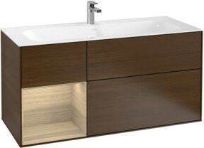 V&B Waschtischunterschrank Finion mit Wandbeleuchtung, Farbe Walnuss Veneer, Breite: 119,6 cm, Tiefe: 49,8 cm - Bild 1