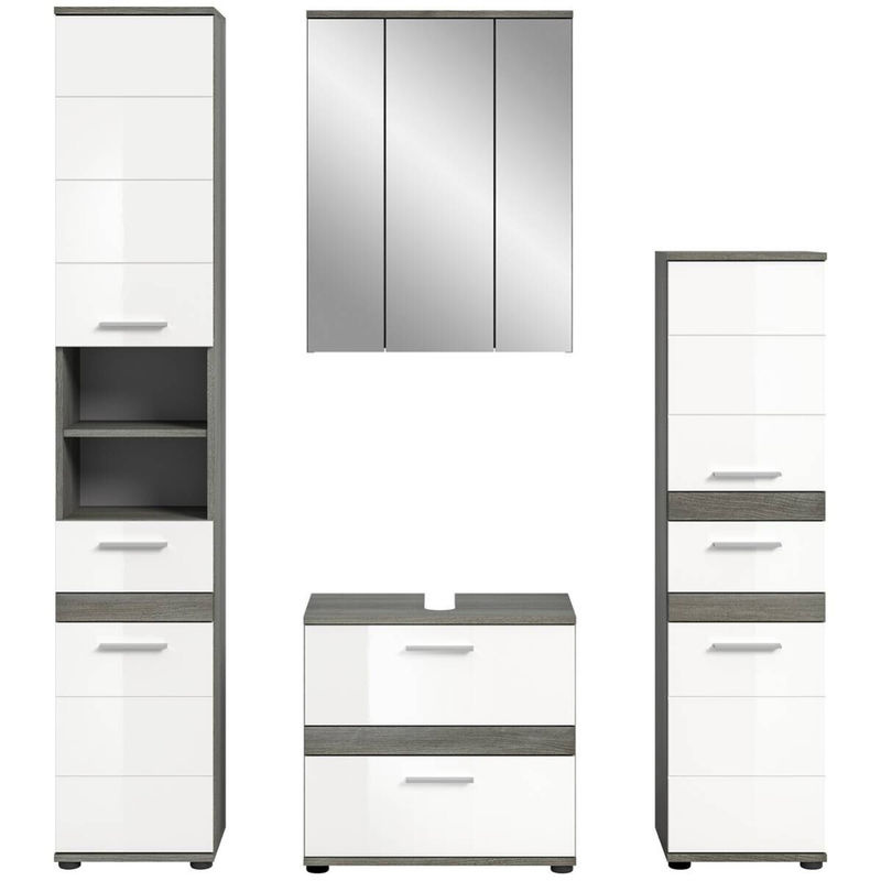 Badezimmer-Set BLAKE von xonox.home in Rauchsilber und Weiß, Hochglanz, B/H/T: 160 x 191 x 34 cm - Bild 3