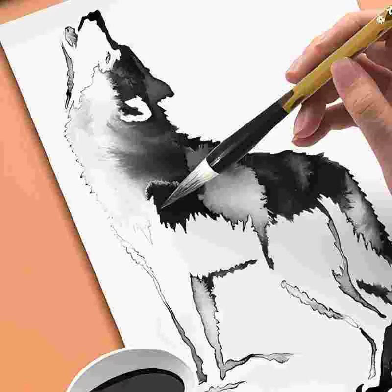 Kalligraphie-Pinsel-Set mit 3 Größen und braunem Holzständer für Profis und Anfänger - Bild 4