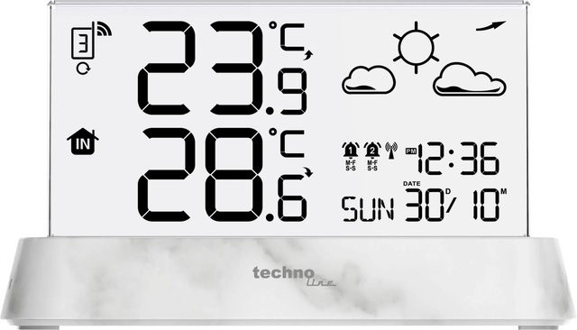 Technoline Wetterstation WS 6782 Funk-Thermometer in Weiss und Blau mit bis zu 3 Sensoren - Bild 1