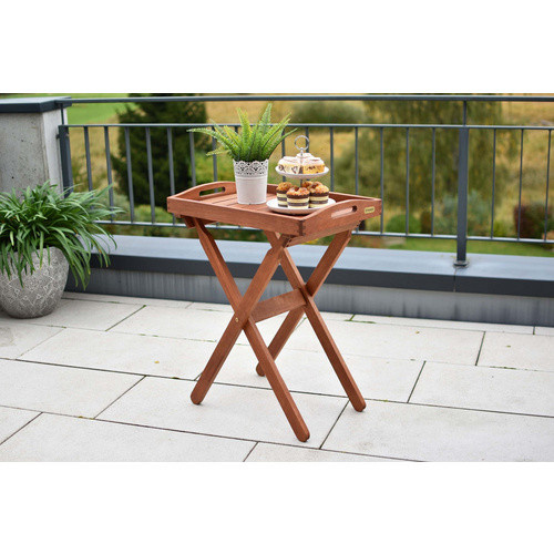 Merxx Stehtablett aus Eukalyptusholz in Beige und Braun, B/H/T: 60 x 75 x 39 cm - Bild 2