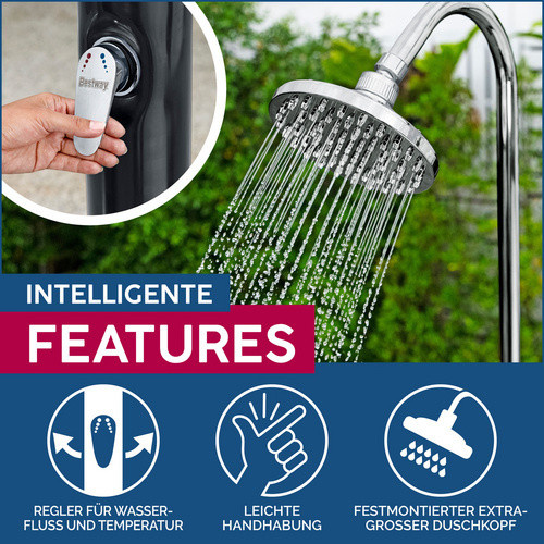 Bestway Solarflow Gartendusche Schwarz, H x B: 218 x 50 cm, 8 Liter - Bild 2