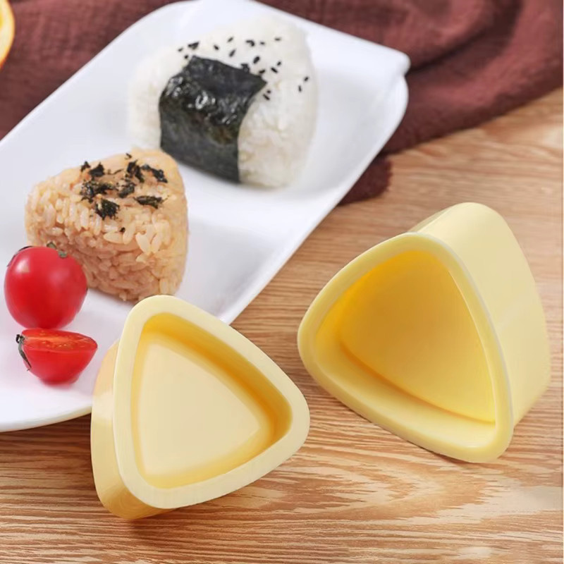 Dreieckige Sushi Form Onigiri Reis Ball Maker aus Kunststoff in Gelb für japanisches Bento Küchenzubehör - Bild 2