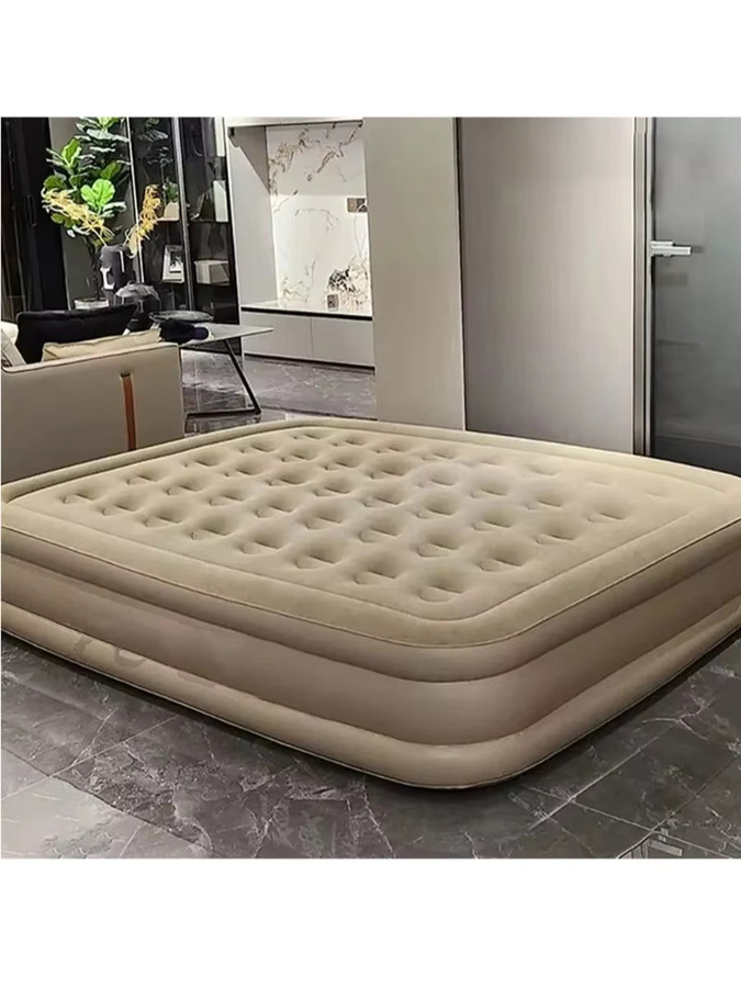 Aufblasbare 2-Personen-Luftmatratze von AZULBLANCO für Glamping und Camping mit integrierter Pumpe, Farbe: Grau/Beige, B/T/H: 190 x 140 x 25 cm - Bild 5