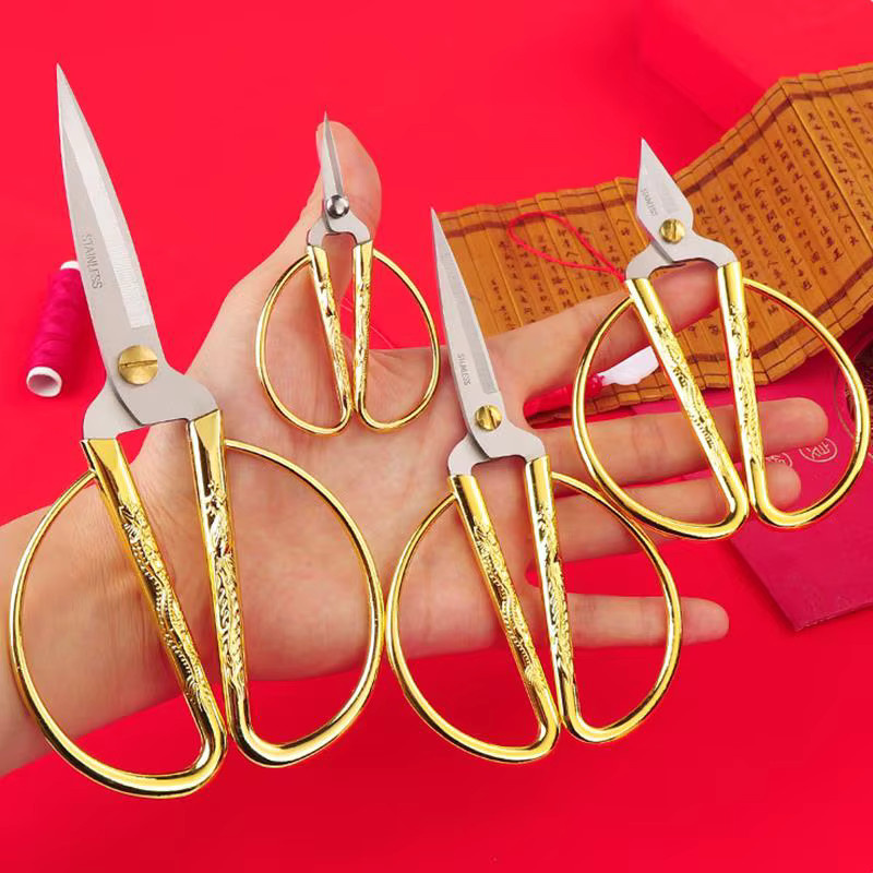 Goldene Vintage-Schneider Schere aus Edelstahl für Handwerk und Stickerei - Bild 3