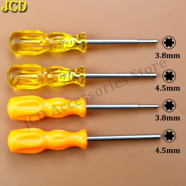 JCD Sicherheit Schraubendreher Reparatur Werkzeug Set mit 3,8mm und 4,5mm Gamebit für Retro Konsolen wie N64, NES, SNES, GameBoy und GameCube in Gelb - Bild 1