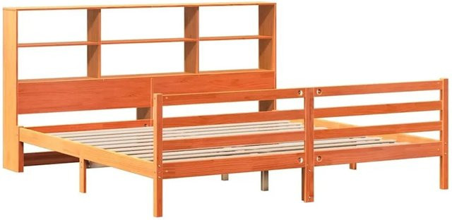 vidaXL Massivholzbett aus Kiefernholz in Braun, rustikaler Stil, Wachsbraun - Bild 1