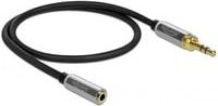 Delock Klinkenverlängerungskabel 3,5mm 3-Pin Stecker auf Buchse, Schwarz - Bild 1