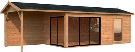 Palmako Gartenhaus Amanda aus Fichtenholz in Hellbraun mit Satteldach B/T/H: 873 x 300 x 280 cm - Bild 3