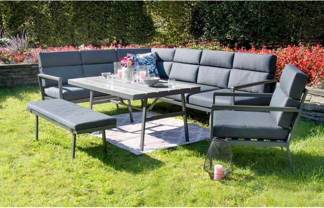 bellavista Home & Garden Alu-Lounge Sorrent aus pulverbeschichtetem Aluminium in Grau mit Polstern und Kissen - Bild 1