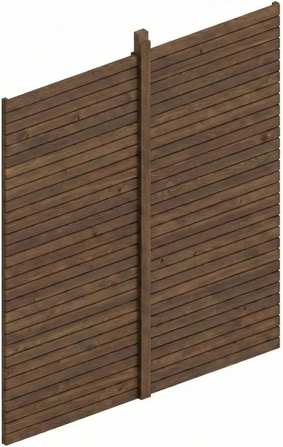 SKANHOLZ Carport-Rückwand aus Fichte in Nussbaum Braun, B: 363 cm, H: 330 cm, T: 12 cm - Bild 2