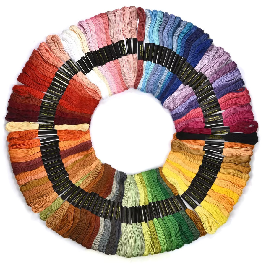 Stickgarn Set für Kreuzstich und DIY Bastelarbeiten in 24 bis 100 Farben, 8m Stränge, Multicolour - Bild 3