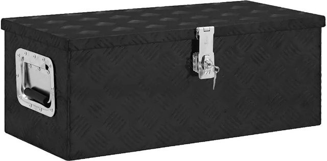 DELUKE Aluminiumbox mit Deckel und Schloss, abschließbare Alubox als Deichselbox oder Werkzeugkiste in Schwarz, B/T/H: 70 x 31 x 27 cm - Bild 1