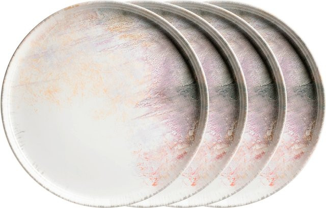 Mäser Speiseteller-Set Aquarellia aus Steinzeug in Weiß und Lila - Bild 1