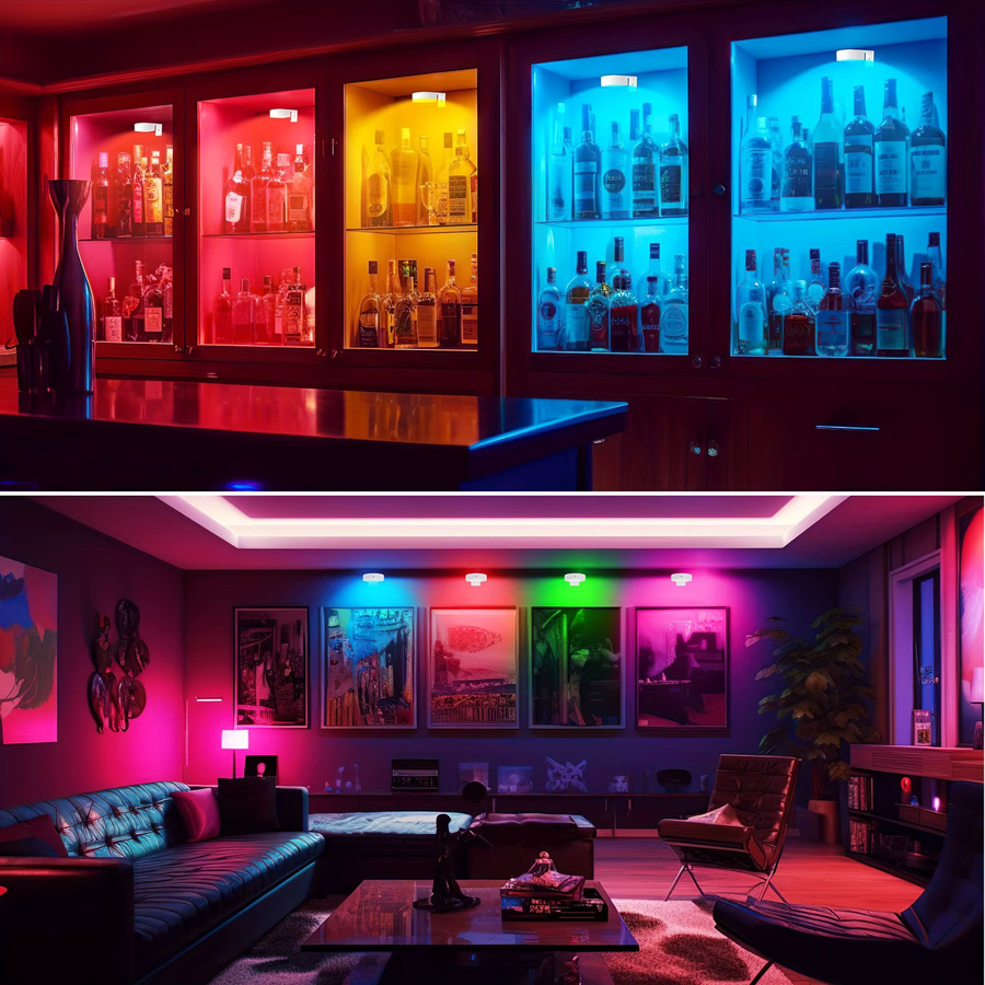 HUAJIANZM RGB LED Nachtlicht mit Fernbedienung, wiederaufladbare drahtlose Schrankleuchte in Multicolour für dekorative Effekte - Bild 5