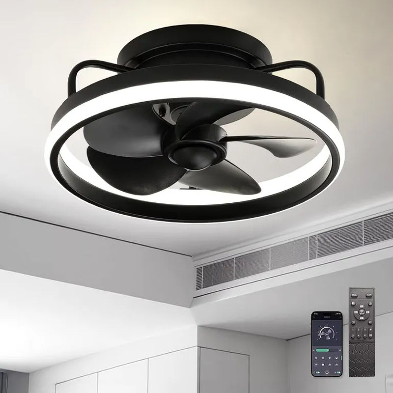 LINCCW Moderne LED-Deckenventilator-Leuchte in Schwarz mit Fernbedienung, dimmbar, DC-Motor und Timer-Funktion, B/T/H: 33,02 x 33,02 x 17,78 cm - Bild 7