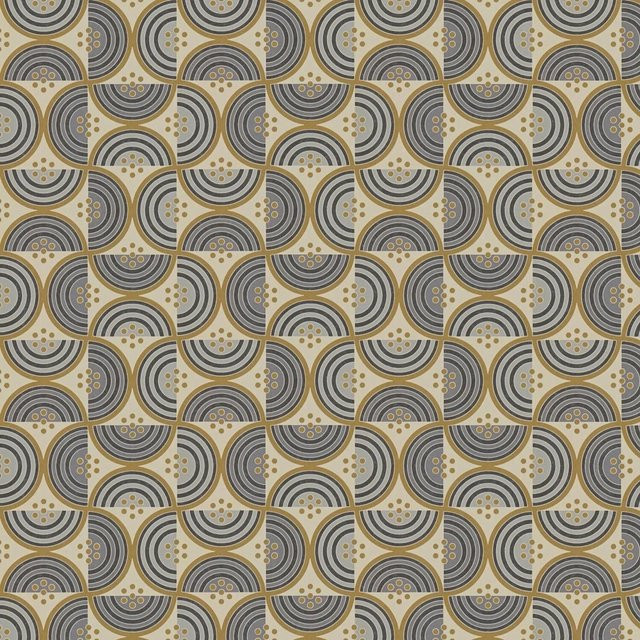 PROFHOME Retro Tapete Geometrisch Matt in Oliv Gelb Grau Beige, Vlies, Breite: 0,53 m, Länge: 10,05 m - Bild 1