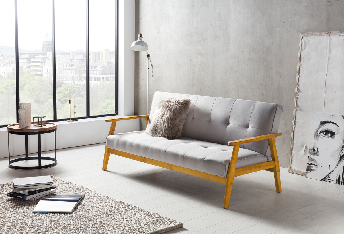 SalesFever Schlafsofa im skandinavischen Design, grau, B/T/H: 190 x 85 x 81 cm - Bild 1