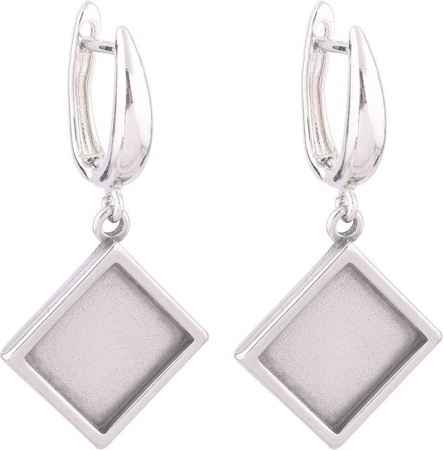 Ohrring-Basisfassung Edelstahl, 12 mm, quadratisch, 6 Stück - Bild 1