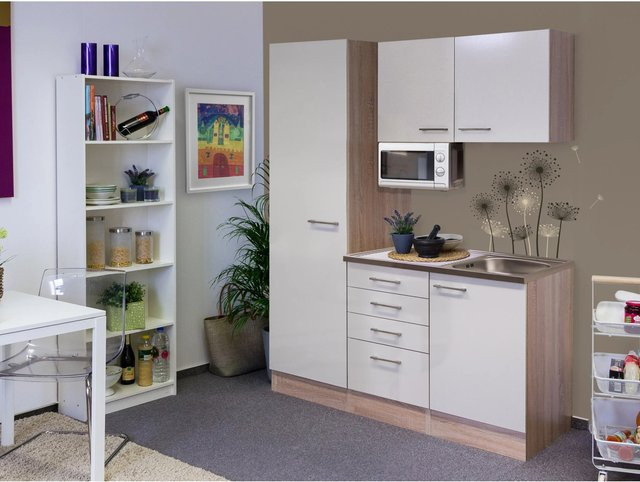 Flex-Well Exclusiv Singleküche Orlando in Kaschmir Glanz und Sonome Eiche, Breite: 150 cm - Bild 1