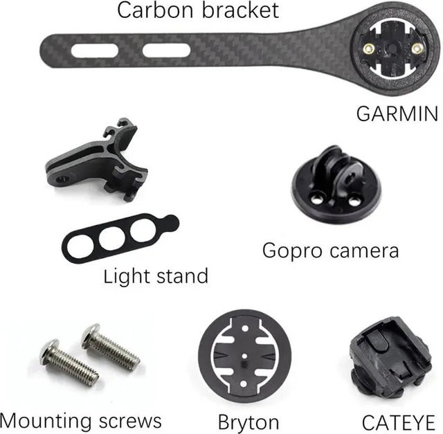 ECIOSL Carbon Fahrrad Computer Halterung für Garmin, Cateye, Bryton und GoPro in Schwarz - Bild 1