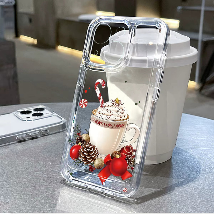 Transparente Handyhülle mit Weihnachtsgetränke-Aufdruck für iPhone 17, 16, 15 Pro Max Plus Serien - Bild 3
