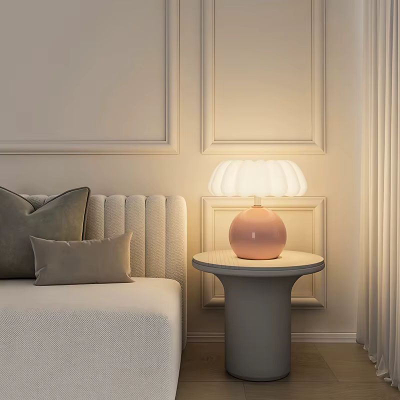Claeted Nachttischlampe im französischen Stil als Pilz- und Kürbisdesign in Cremefarben für das Kinderzimmer - Bild 4