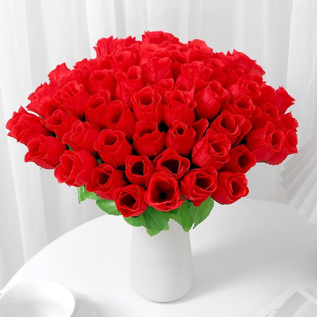 MENGHAO Rosen-Kunstblumen Set, 10 Stück rote Kunstblumen für Dekoration und Hochzeit, Höhe: 30 cm - Bild 1