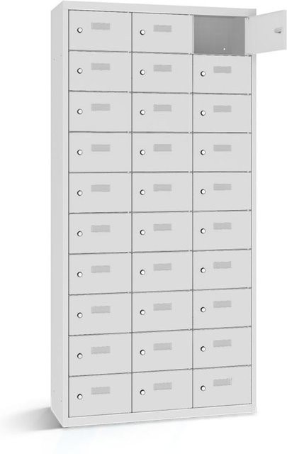 rotstahl Wertfachschrank mit 30 Fächern in Hellgrau, B/T/H: 87.5 x 30 x 180 cm - Bild 1