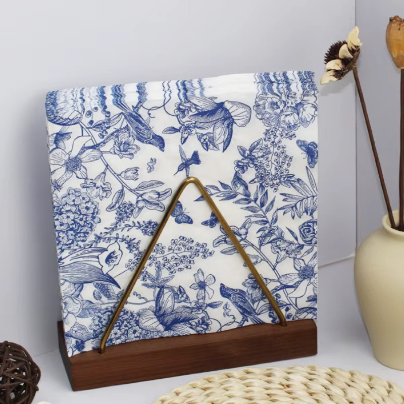 GUANYAO 2-lagiges Skizzenpapier mit Blumen- und Vogelmotiv in Celadon-Blau, bedrucktes quadratisches Seidenpapier für DIY-Decoupage, Breite: 33 cm - Bild 2