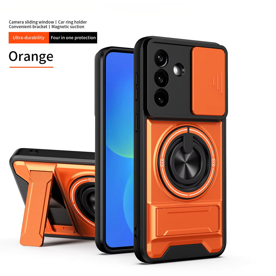 Stoßfeste Panzer-Handyhülle für Samsung Android Smartphones mit Kameraschutz, Ständer und magnetischer Abdeckung in Blau oder Orange - Bild 7