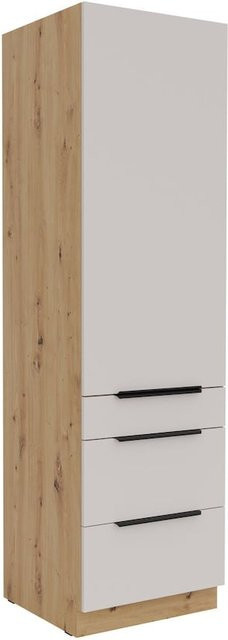 Küchen Hochschrank SOLANO in Kaschmir beige mit 3 Schubkästen und einer Tür, Breite: 60 cm - Bild 1