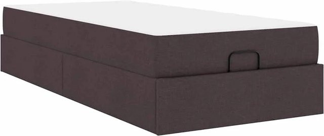 vidaXL Bettgestell mit Matratze und Schubladen in Dunkelbraun, Stoff und Holz, B: 80 cm, L: 200 cm, H: 203 cm - Bild 1