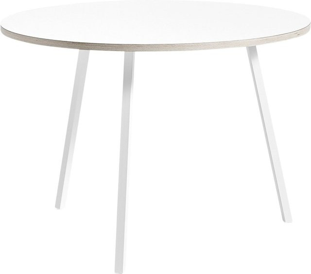 HAY Loop Stand Round Table runder Esstisch aus Linoleum und Stahl in Weiß - Bild 1