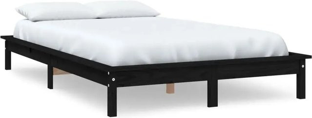 vidaXL Massivholzbett aus Kiefernholz in Schwarz, B/T/H: 180 x 200 x 260 cm - Bild 1