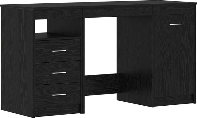 vidaXL Schreibtisch 2-teilig in Schwarz und Eichen-Optik, B/T/H: 140 x 50 x 76 cm - Bild 1