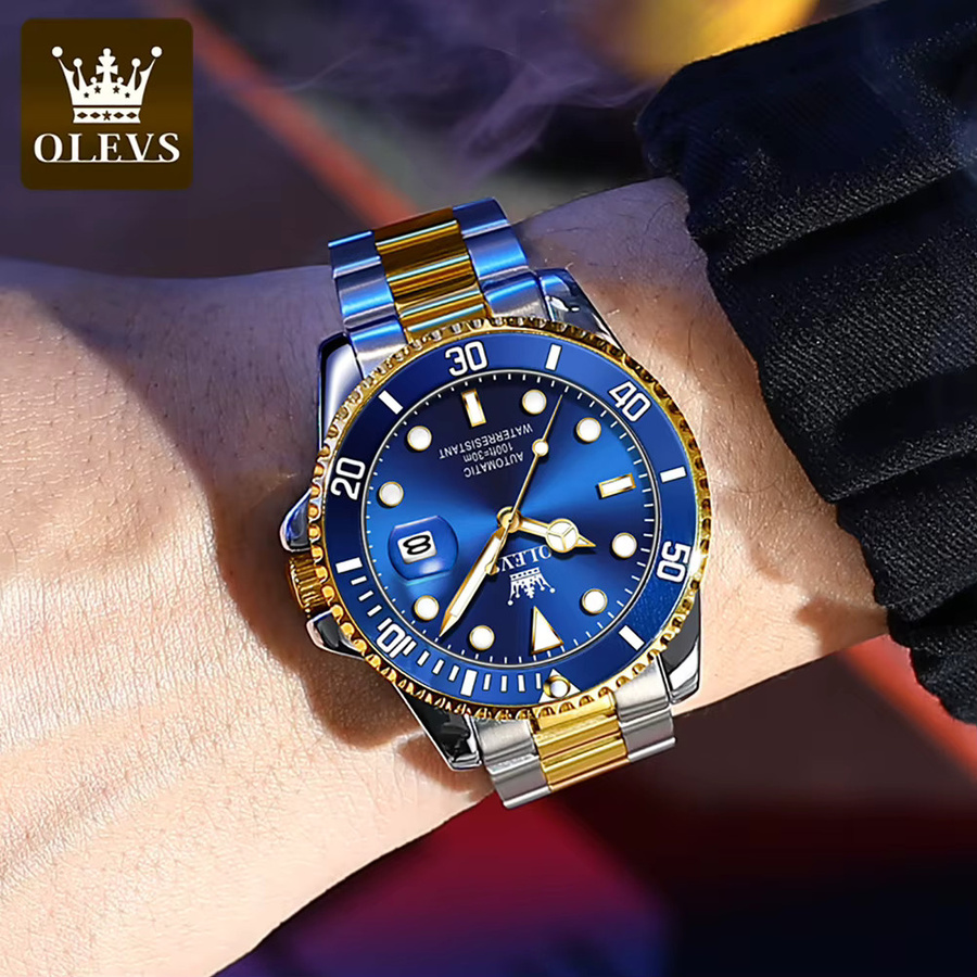 OLEVS Armbanduhr Automatik, Edelstahl, Blau, Herren - Bild 5