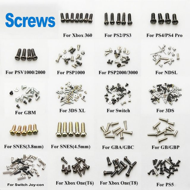 JCD Schraubensatz für PlayStation PS2 PS3 PS4 Pro PS5, Xbox 360, PSP 1000/2000/3000, Nintendo 3DS XL, SNES und Game Boy Advance als Ersatzset - Bild 1