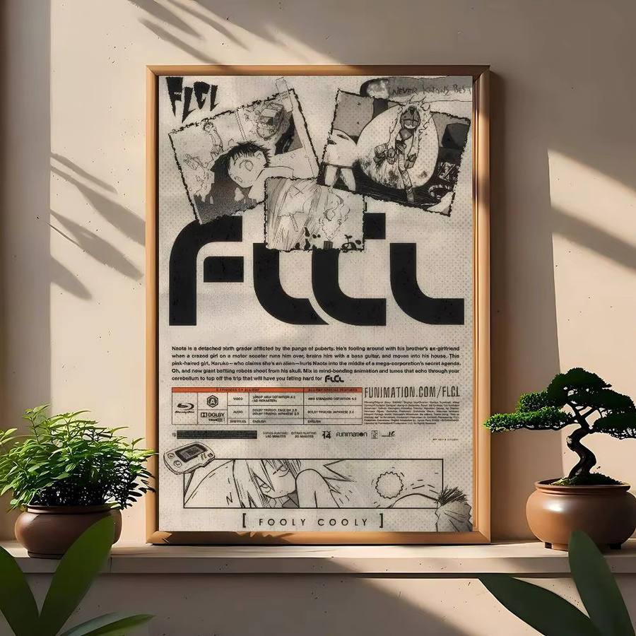 FLCL Anime Vintage selbstklebendes Kunstposter Bilibili Wandaufkleber Mehrfarbig B: 15,0 cm, H: 10,0 cm - Bild 4