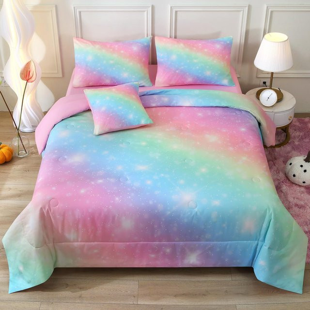 Galaxy Bettwäsche-Set mit 3D Weltraum-Design für Kinder und Teenager, Ganzjahres-Steppdecke und Kissenbezug aus Mikrofaser, Mehrfarbig, B/T/H: 200 x 200 x 3 cm - Bild 1