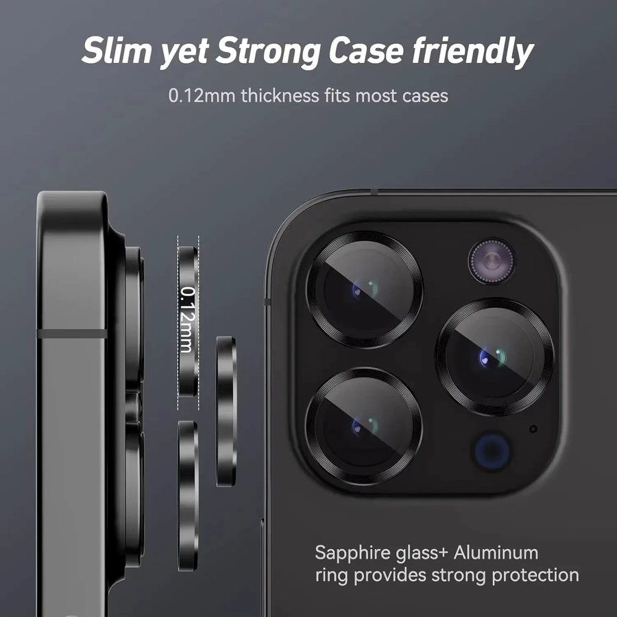Metall-Ring Kameraobjektivschutz aus Glas für Apple iPhone 12 13 14 15 Pro Max und 13 Mini in Schwarz und Silber - Bild 4